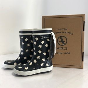 Like New Aigle "Lolly Pop" Rain Boots in Marine Etoile Size 27/10